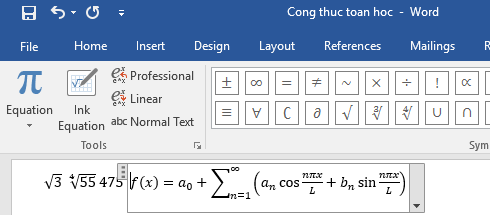 Cách viết số mũ, phân số, công thức toán học trong Word